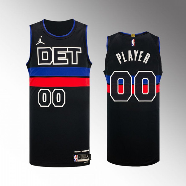 Men's Black Detroit Pistons Active Player Custom 2022/23 Statement Edition Stitched Jersey